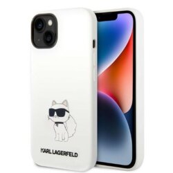 Husa Karl Lagerfeld iPhone 14 Plus Silicone, Choupette, alb, KLHCP14MSNCHBCH