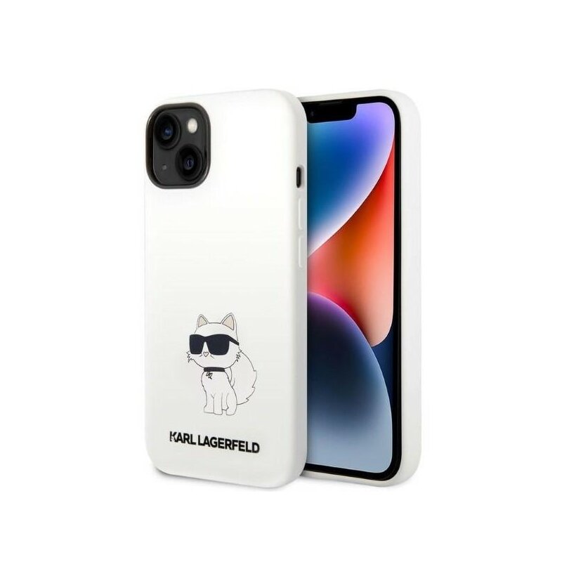 Husa Karl Lagerfeld iPhone 14 Plus Silicone, Choupette, alb, KLHCP14MSNCHBCH