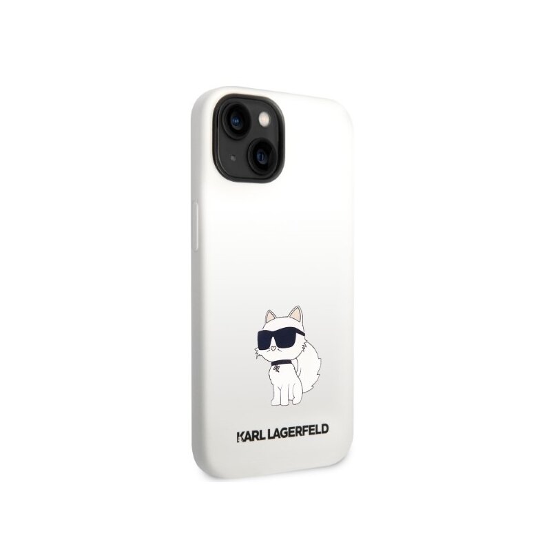 Husa Karl Lagerfeld iPhone 14 Plus Silicone, Choupette, alb, KLHCP14MSNCHBCH