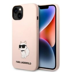 Husa Karl Lagerfeld iPhone 14 Plus Silicone, Choupette, roz, KLHCP14MSNCHBCP
