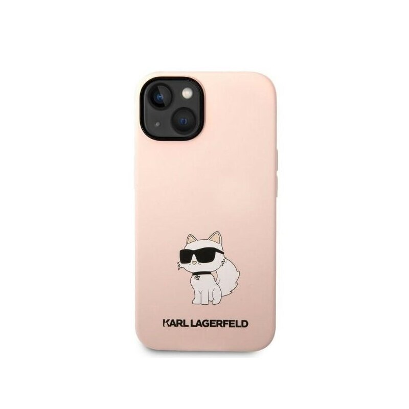 Husa Karl Lagerfeld iPhone 14 Plus Silicone, Choupette, roz, KLHCP14MSNCHBCP