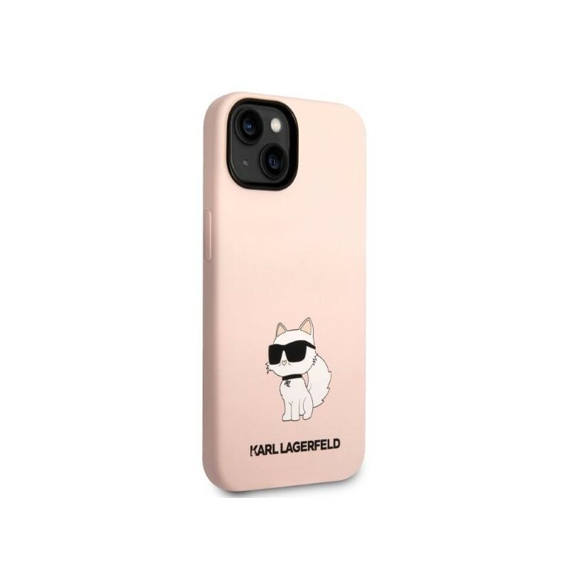 Husa Karl Lagerfeld iPhone 14 Plus Silicone, Choupette, roz, KLHCP14MSNCHBCP