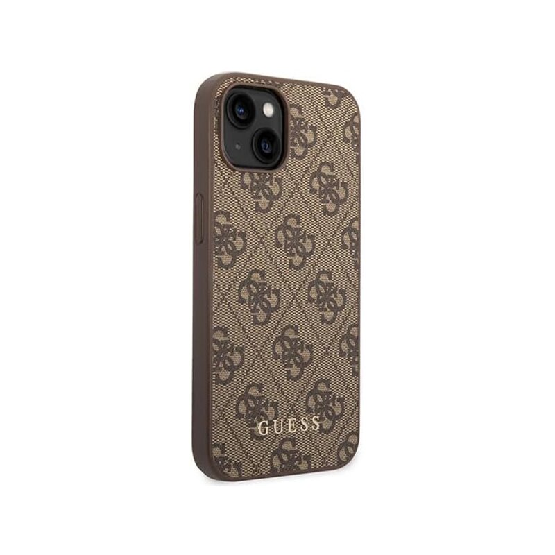 Husa originala Guess iPhone 15 Plus Hardcase 4G Metal Gold Logo, maro, GUHCP15MG4GFBR