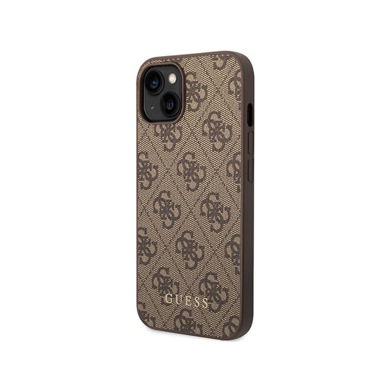 Husa originala Guess iPhone 15 Plus Hardcase 4G Metal Gold Logo, maro, GUHCP15MG4GFBR