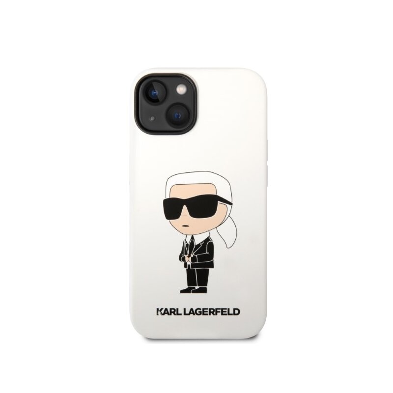 Husa Karl Lagerfeld iPhone 14 Plus Silicone, Ikonik, alb, KLHCP14MSNIKBCH