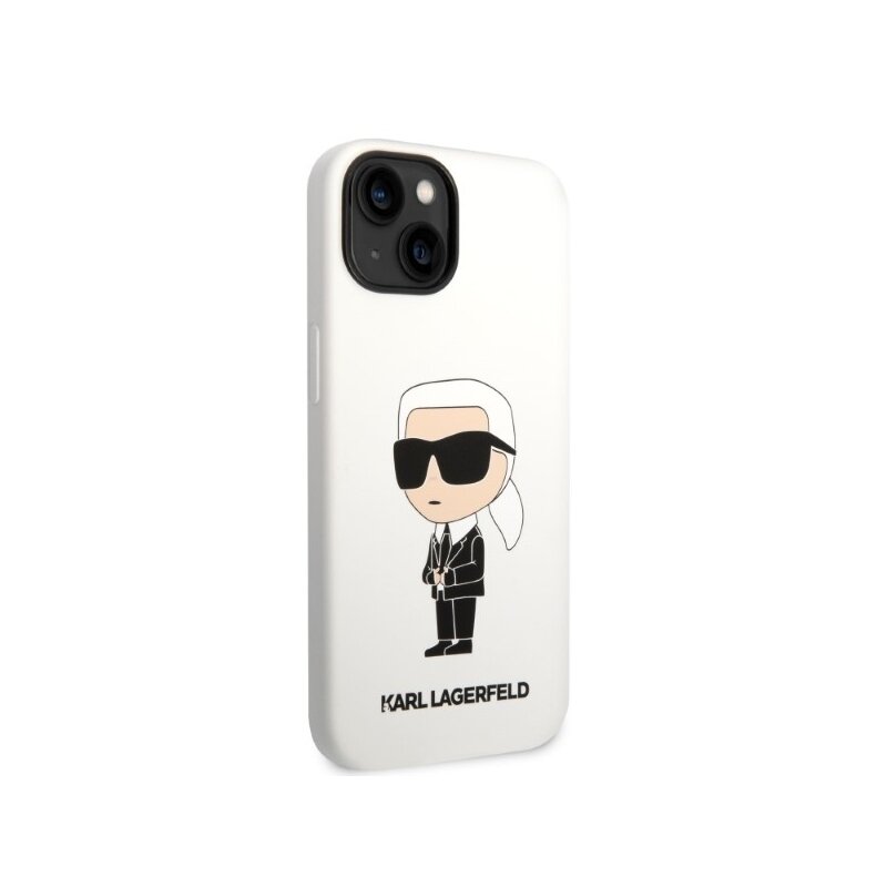 Husa Karl Lagerfeld iPhone 14 Plus Silicone, Ikonik, alb, KLHCP14MSNIKBCH