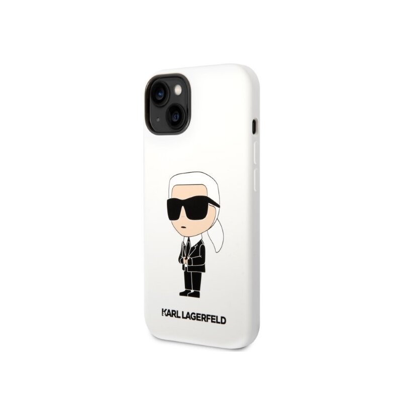 Husa Karl Lagerfeld iPhone 14 Plus Silicone, Ikonik, alb, KLHCP14MSNIKBCH