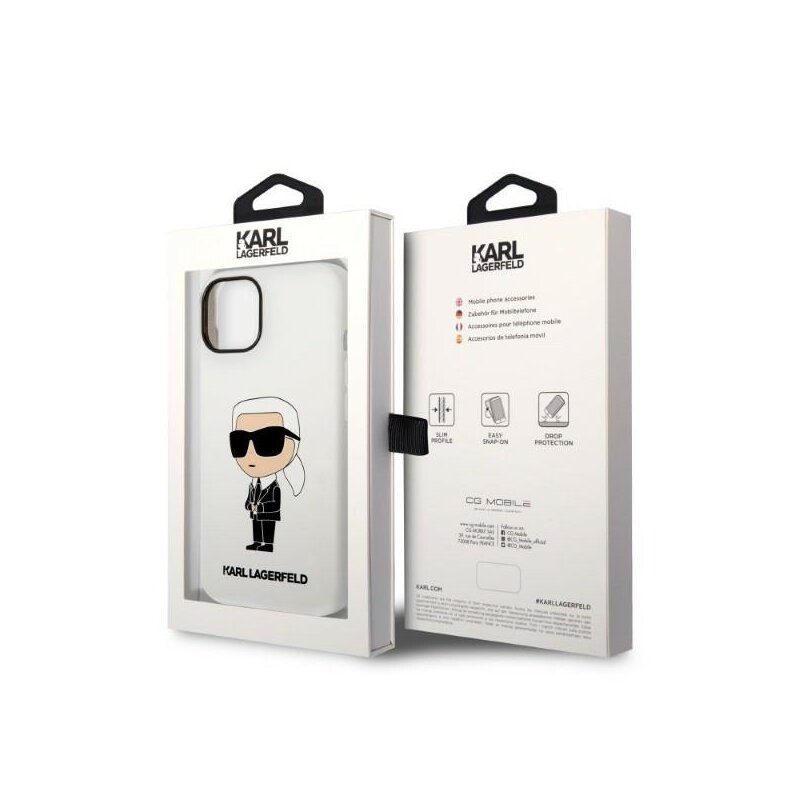 Husa Karl Lagerfeld iPhone 14 Plus Silicone, Ikonik, alb, KLHCP14MSNIKBCH
