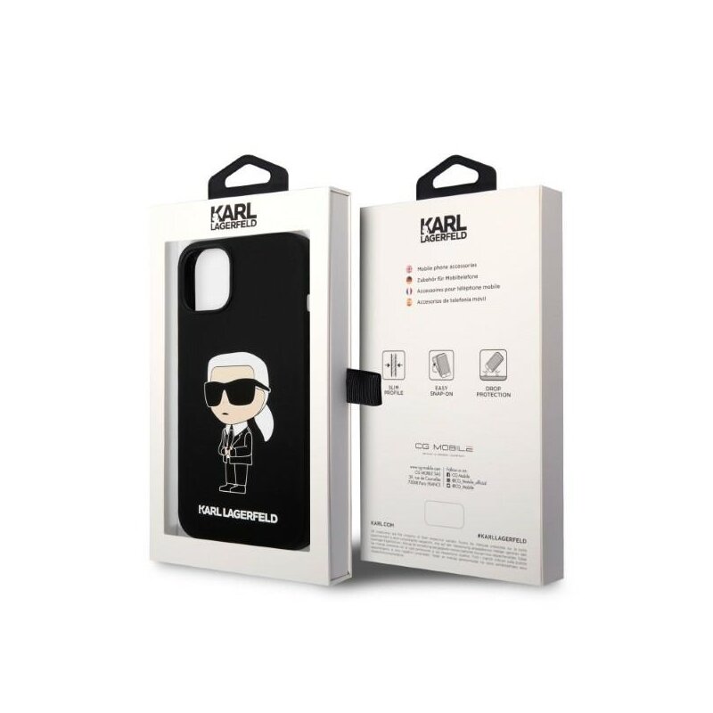Husa Karl Lagerfeld iPhone 14 Plus Silicone, Ikonik, negru, KLHCP14MSNIKBCK