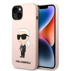 Husa Karl Lagerfeld iPhone 14 Plus Silicone, Ikonik, roz, KLHCP14MSNIKBCP