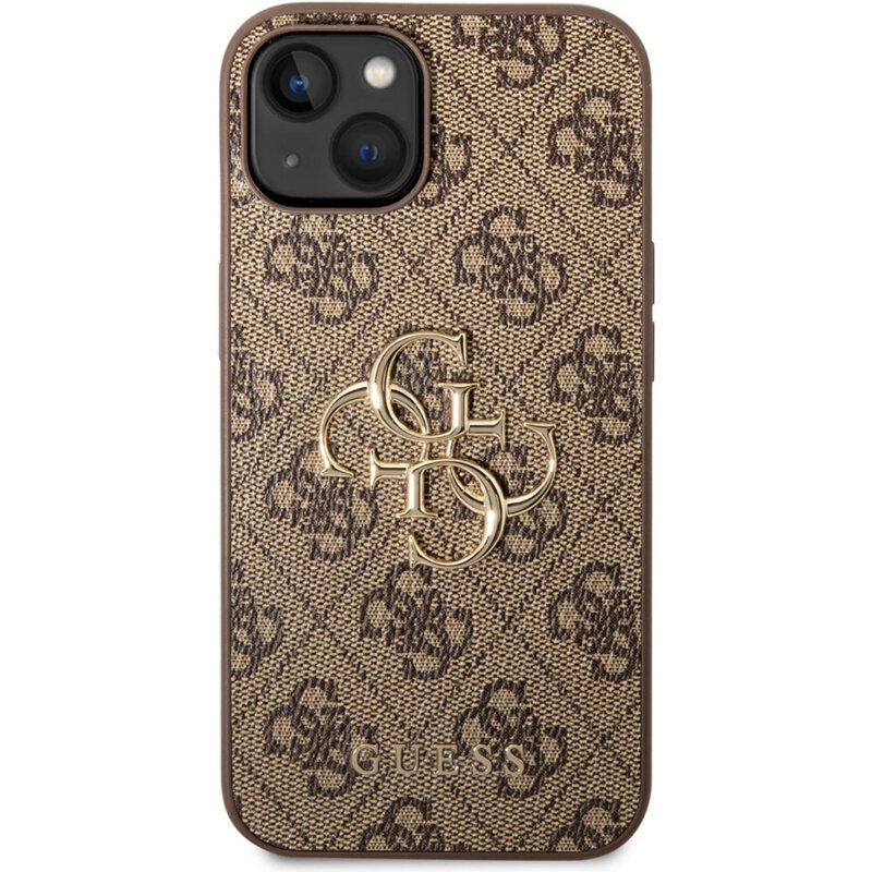 Husa originala Guess iPhone 15 Hardcase 4G Big Metal Logo, maro, GUHCP15S4GMGBR
