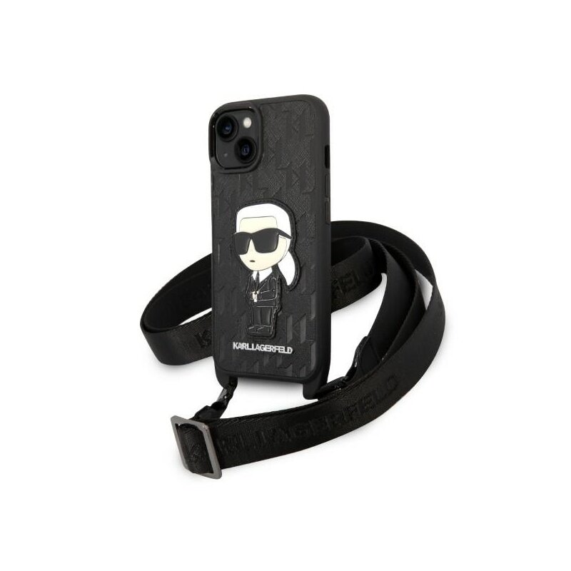 Husa iPhone 14 Plus Karl Lagerfeld Hardcase Monogram, Ikonik Patch, negru, KLHCP14MSTKMK