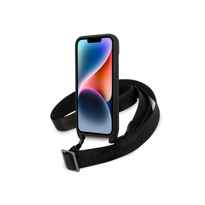 Husa iPhone 14 Plus Karl Lagerfeld Hardcase Monogram, Ikonik Patch, negru, KLHCP14MSTKMK