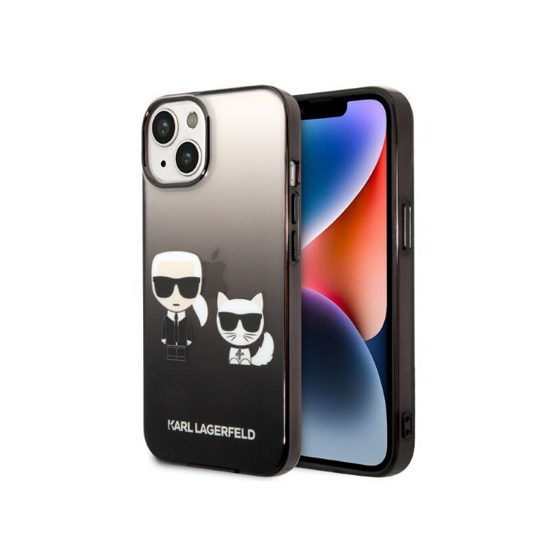 Husa iPhone 14 Plus Karl Lagerfeld Hardcase, Gradient Ikonik Karl&Choupette, negru, KLHCP14MTGKCK