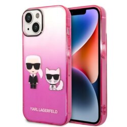 Husa iPhone 14 Plus Karl Lagerfeld Hardcase, Gradient Ikonik Karl&Choupette, roz, KLHCP14MTGKCP
