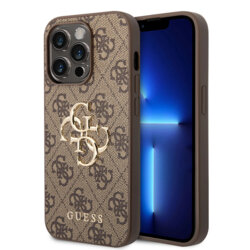 Husa originala Guess iPhone 15 Pro Max Hardcase 4G Big Metal Logo, maro, GUHCP15X4GMGBR