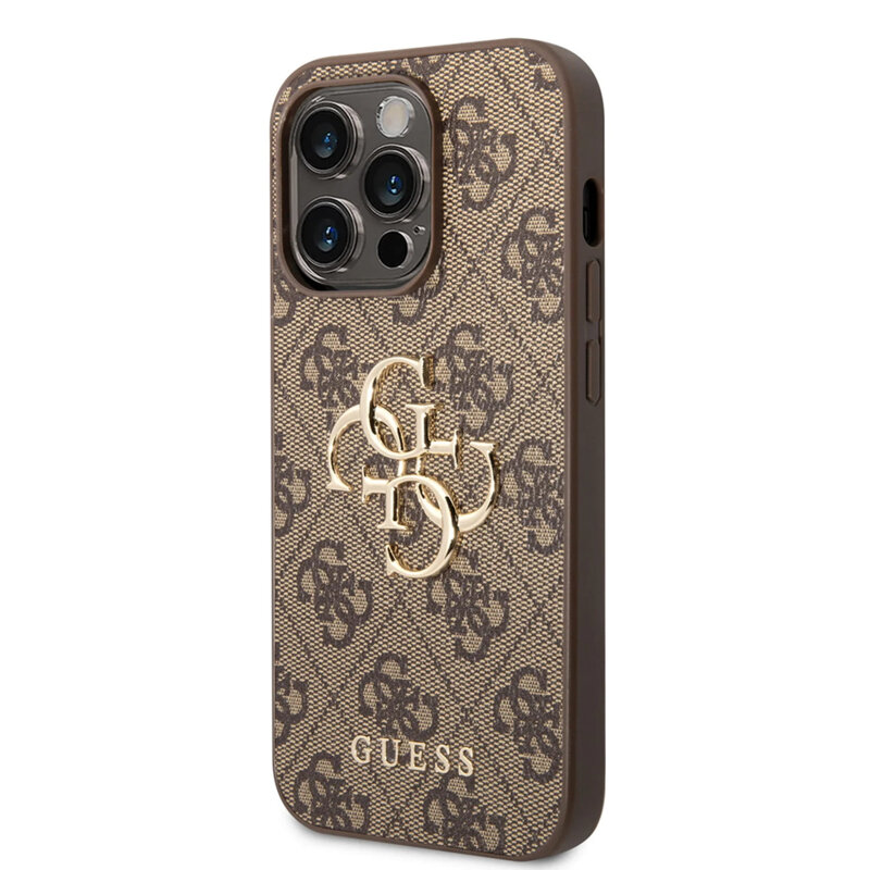 Husa originala Guess iPhone 15 Pro Max Hardcase 4G Big Metal Logo, maro, GUHCP15X4GMGBR