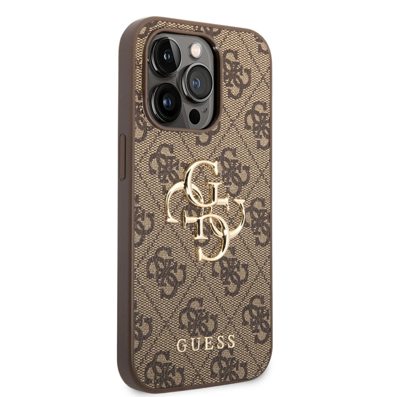 Husa originala Guess iPhone 15 Pro Max Hardcase 4G Big Metal Logo, maro, GUHCP15X4GMGBR