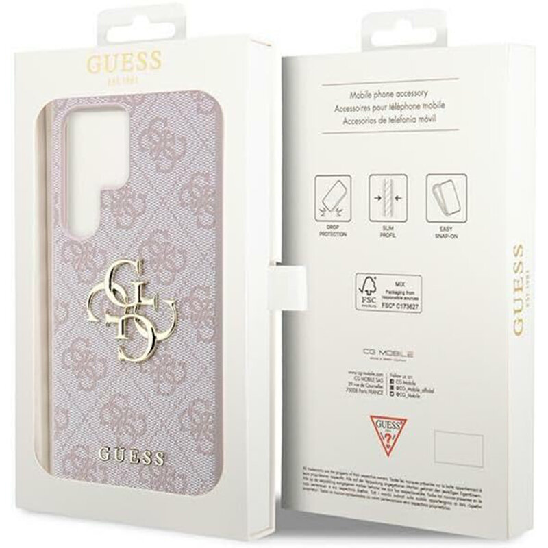 Husa originala Guess Samsung Galaxy S24 Ultra Hardcase 4G Big Metal Logo, roz, GUHCS24L4GMGPI
