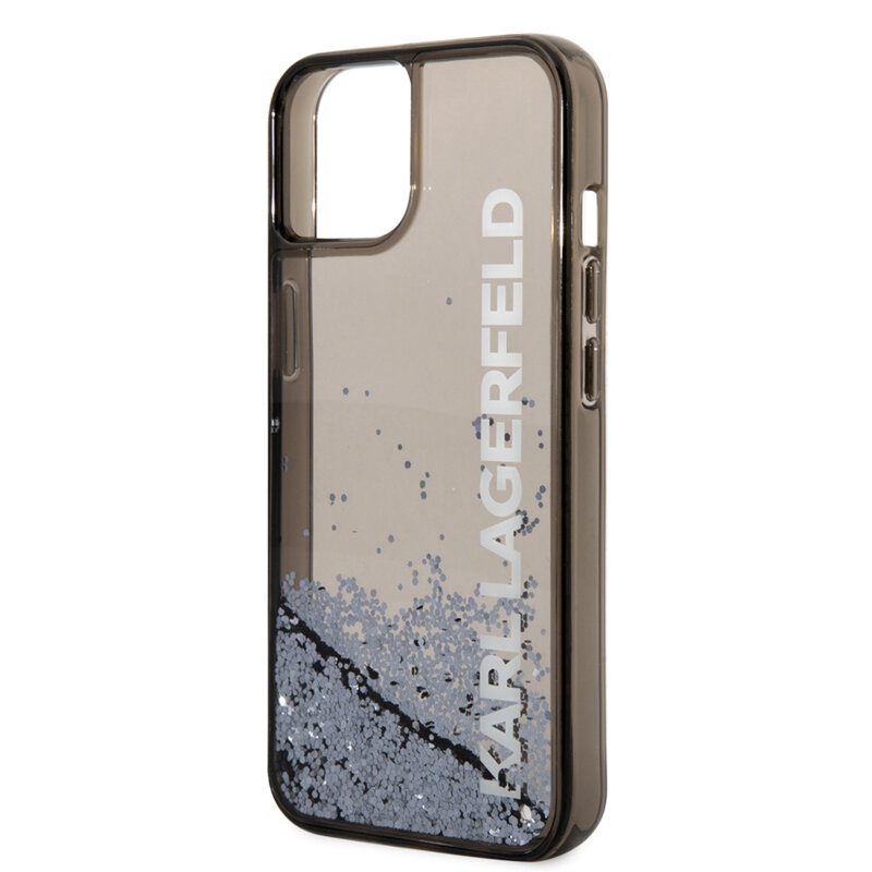 Husa Karl Lagerfeld iPhone 14 Hardcase Liquid Glitter, Elong, negru, KLHCP14SLCKVK