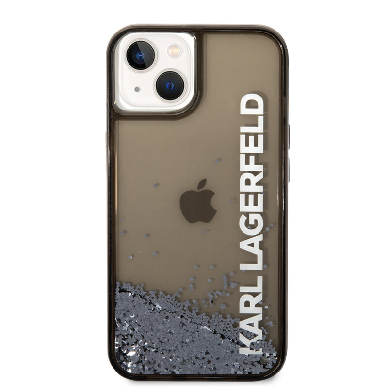 Husa Karl Lagerfeld iPhone 14 Hardcase Liquid Glitter, Elong, negru, KLHCP14SLCKVK