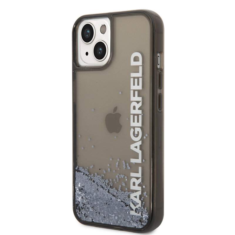 Husa Karl Lagerfeld iPhone 14 Hardcase Liquid Glitter, Elong, negru, KLHCP14SLCKVK