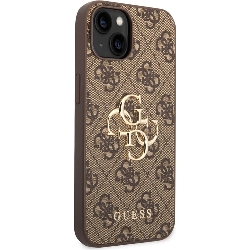 Husa originala Guess iPhone 15 Plus Hardcase 4G Big Metal Logo, maro, GUHCP15M4GMGBR