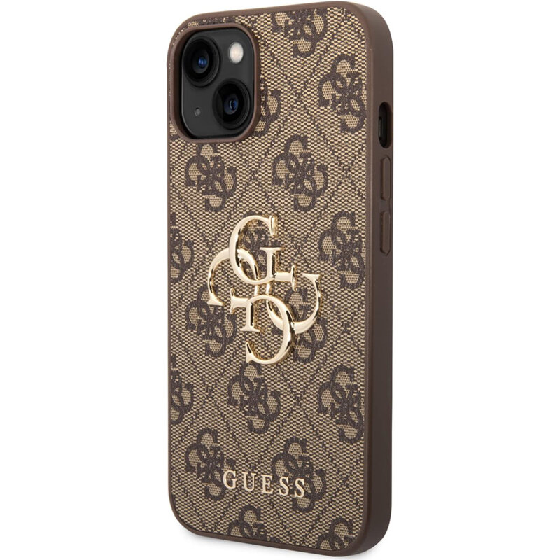 Husa originala Guess iPhone 15 Plus Hardcase 4G Big Metal Logo, maro, GUHCP15M4GMGBR