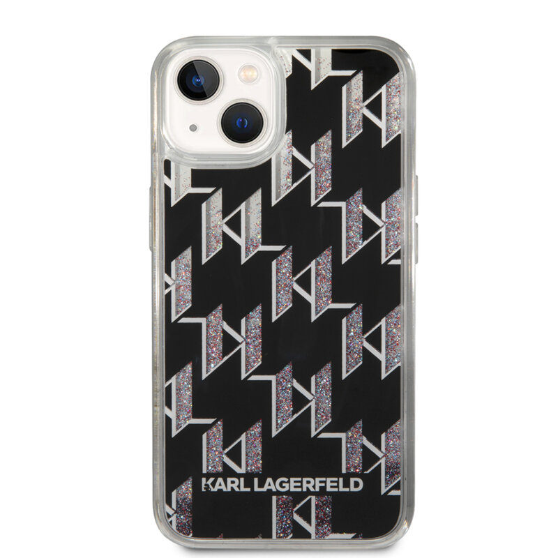 Husa Karl Lagerfeld iPhone 14 Hardcase Liquid Glitter, Monogram, negru, KLHCP14SLMNMK
