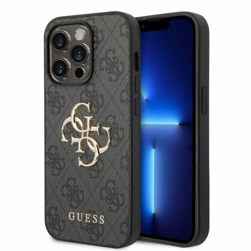 Husa originala Guess iPhone 15 Pro Hardcase 4G Big Metal Logo, gri, GUHCP15L4GMGGR