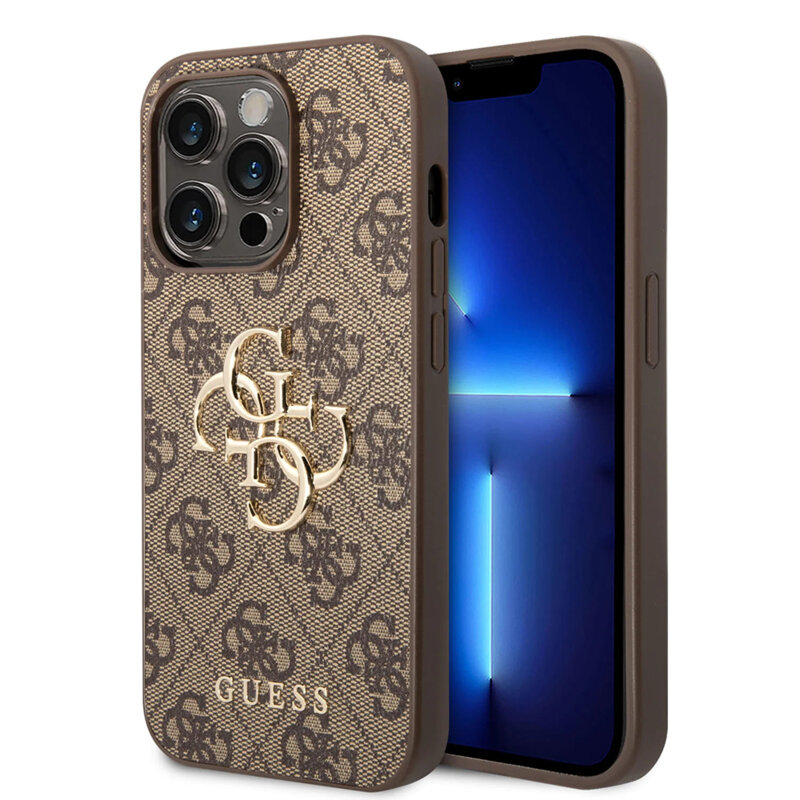 Husa originala Guess iPhone 15 Pro Hardcase 4G Big Metal Logo, maro, GUHCP15L4GMGBR