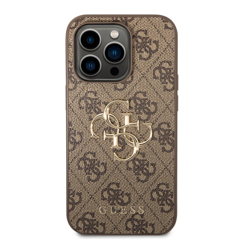 Husa originala Guess iPhone 15 Pro Hardcase 4G Big Metal Logo, maro, GUHCP15L4GMGBR
