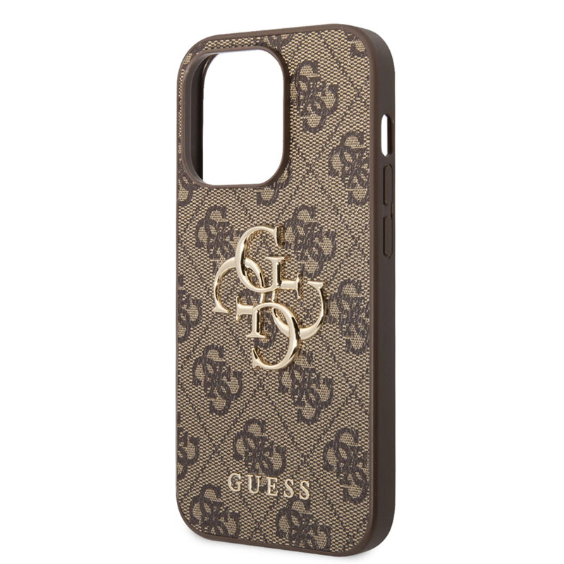 Husa originala Guess iPhone 15 Pro Hardcase 4G Big Metal Logo, maro, GUHCP15L4GMGBR