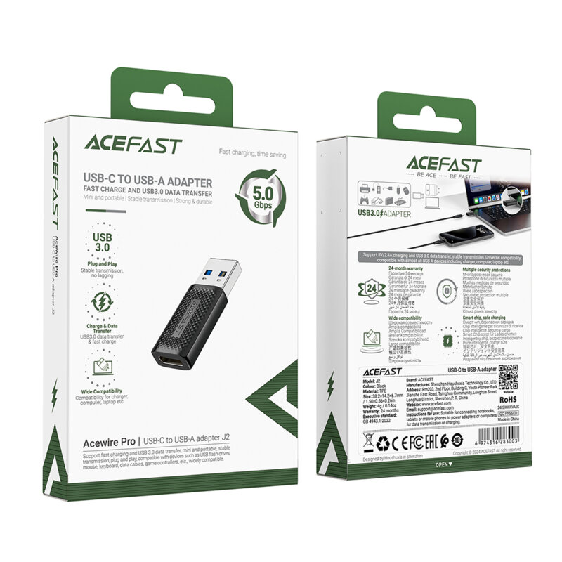 Adaptor Type-C USB 3.0, Fast Charging, Acefast J2, 5Gbps