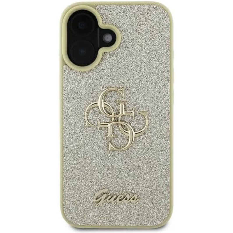 Husa Guess Glitter Fixed Big 4G iPhone 16 Plus cu sclipici, auriu, GUHCP16MHG4SGD