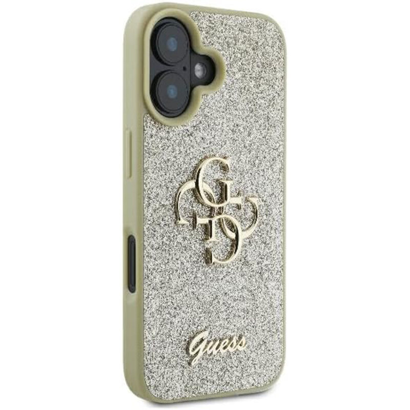 Husa Guess Glitter Fixed Big 4G iPhone 16 Plus cu sclipici, auriu, GUHCP16MHG4SGD