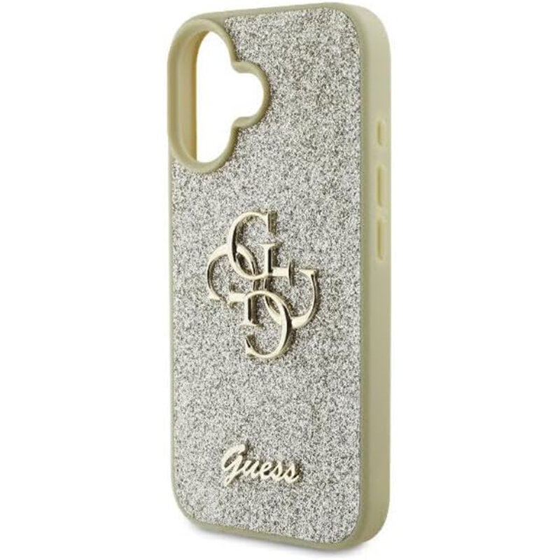 Husa Guess Glitter Fixed Big 4G iPhone 16 Plus cu sclipici, auriu, GUHCP16MHG4SGD