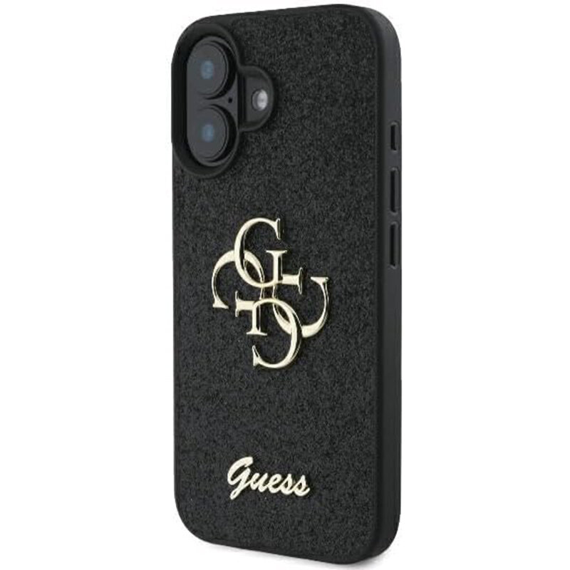 Husa Guess Glitter Fixed Big 4G iPhone 16 Plus cu sclipici, negru, GUHCP16MHG4SGK
