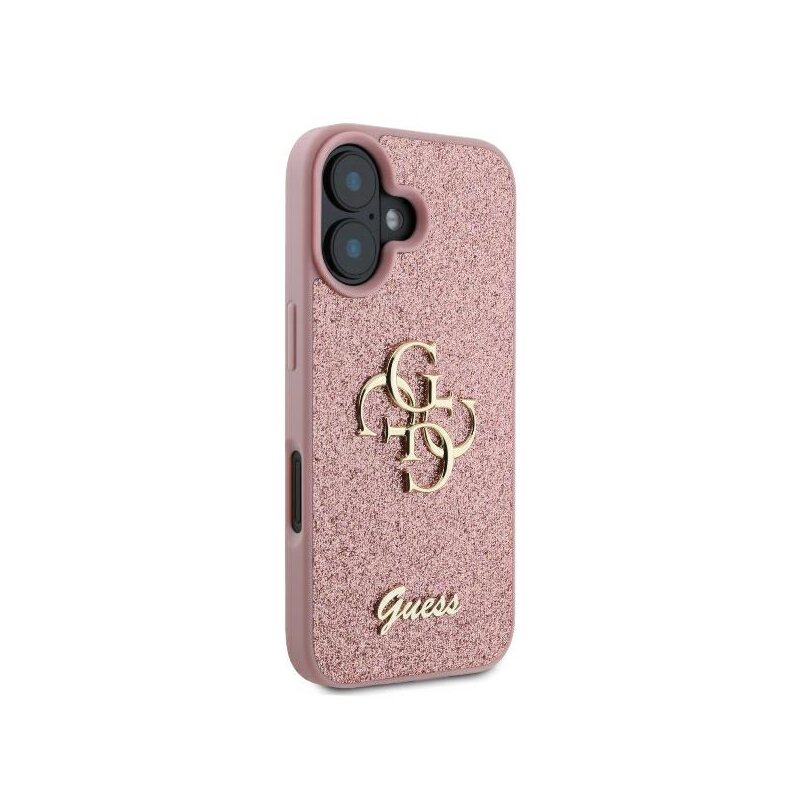 Husa Guess Glitter iPhone 16 cu sclipici, roz, GUHCP16SHG4SGP