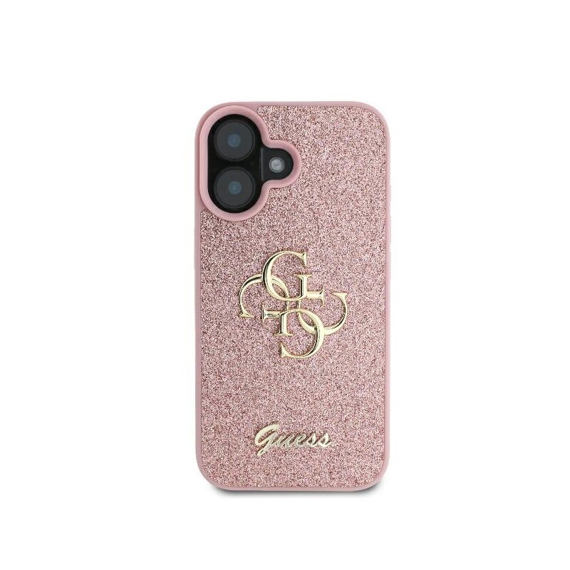 Husa Guess Glitter iPhone 16 cu sclipici, roz, GUHCP16SHG4SGP