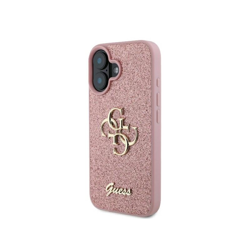 Husa Guess Glitter iPhone 16 cu sclipici, roz, GUHCP16SHG4SGP