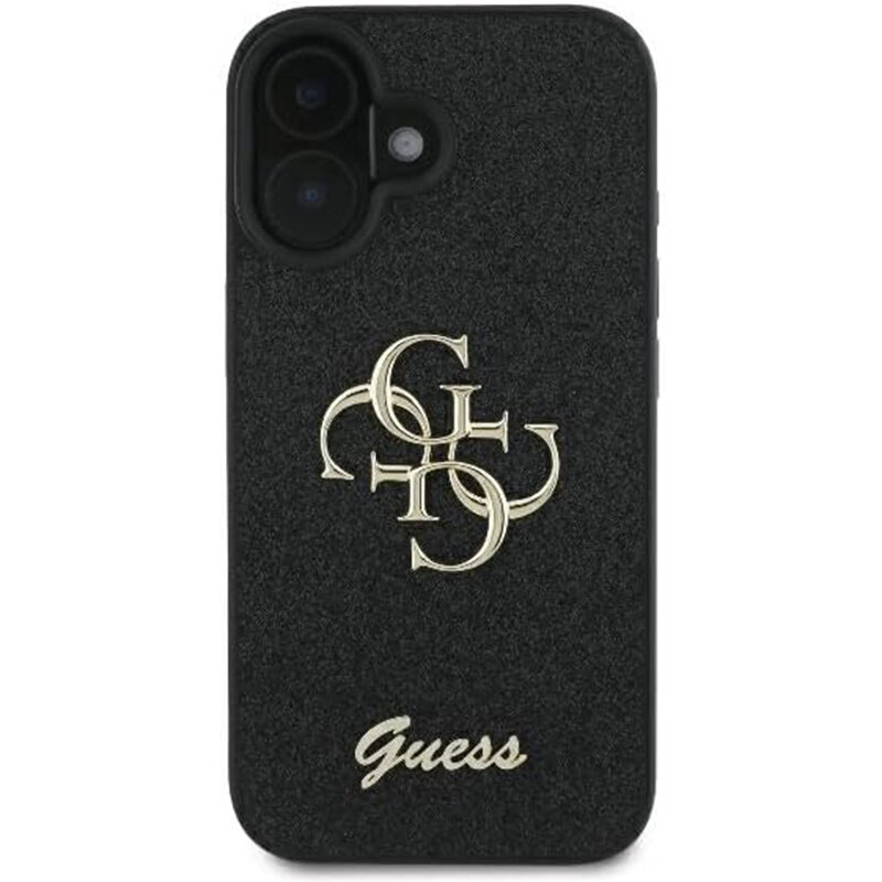 Husa Guess Glitter Fixed Big 4G iPhone 16 cu sclipici, negru, GUHCP16SHG4SGK