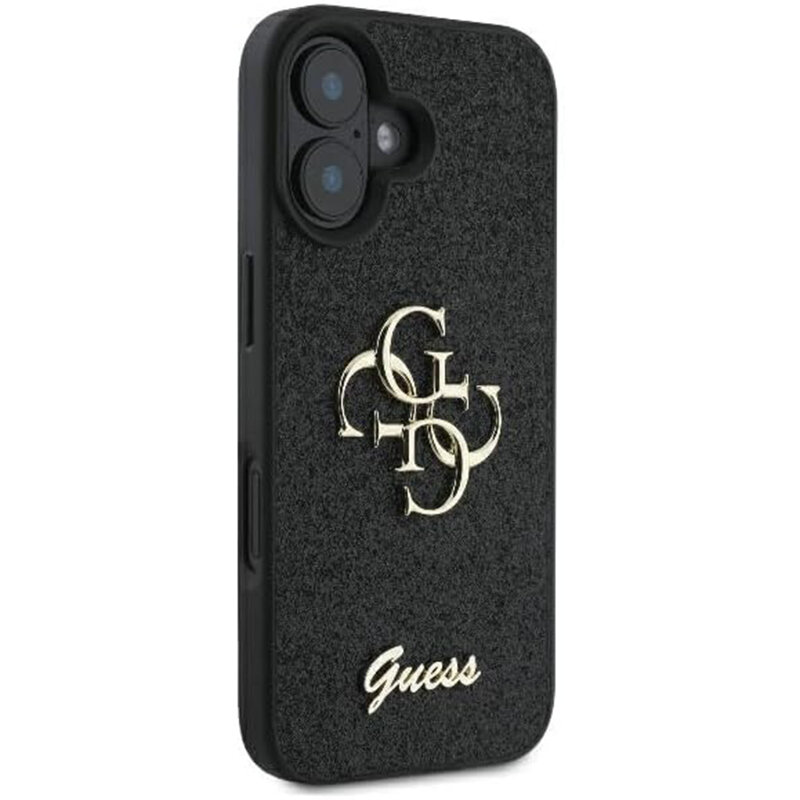 Husa Guess Glitter Fixed Big 4G iPhone 16 cu sclipici, negru, GUHCP16SHG4SGK