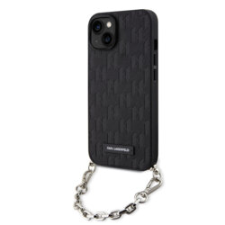 Husa originala iPhone 14 Karl Lagerfeld Saffiano Monogram Chain, negru, KLHCP14SSACKLHPK