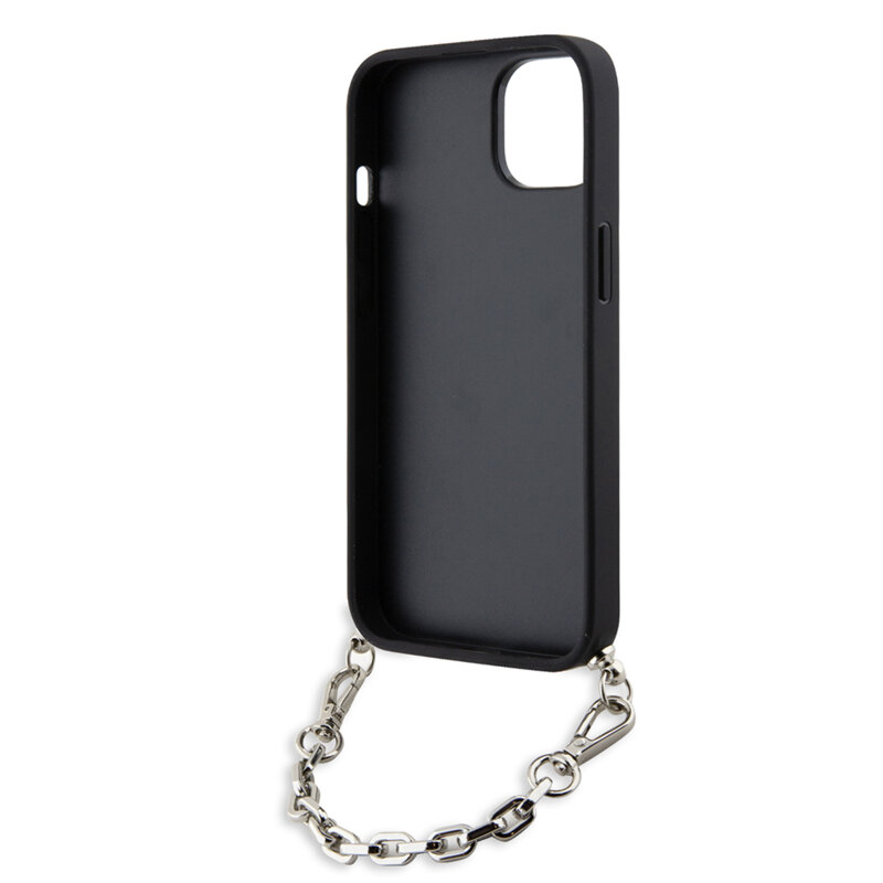 Husa originala iPhone 14 Karl Lagerfeld Saffiano Monogram Chain, negru, KLHCP14SSACKLHPK