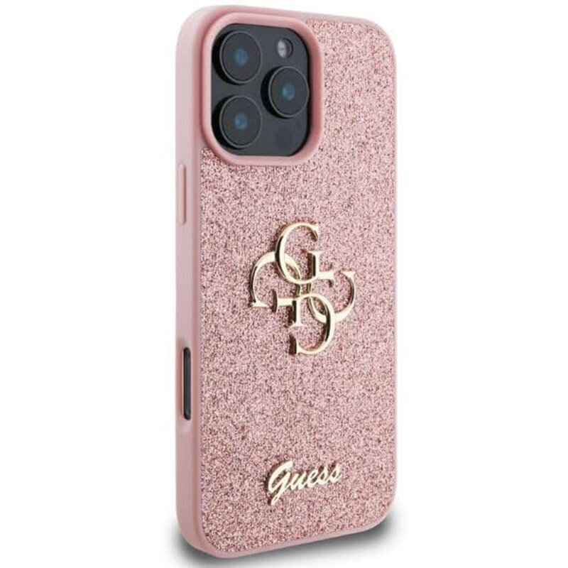 Husa Guess Glitter Fixed Big 4G iPhone 16 Pro cu sclipici, roz, GUHCP16LHG4SGP
