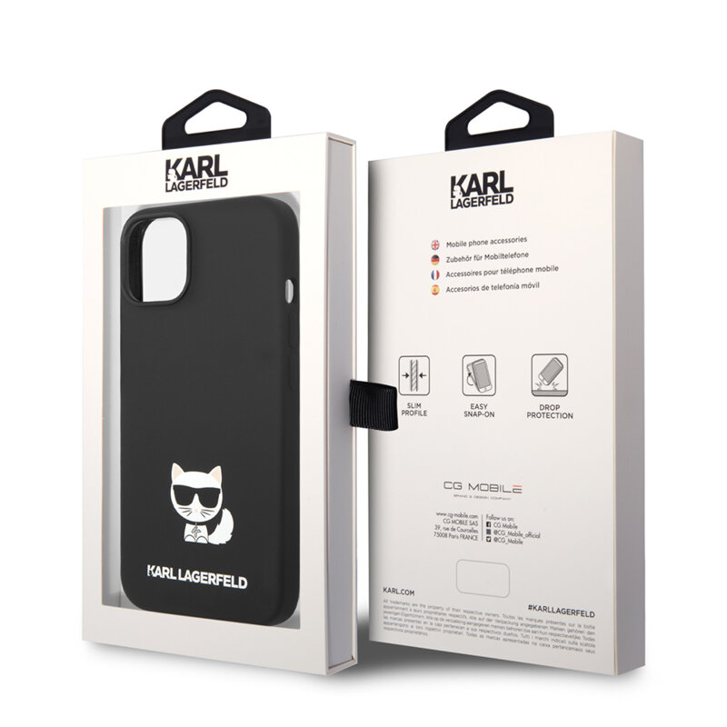 Husa Karl Lagerfeld iPhone 13 Silicone, Choupette Body, negru, KLHCP14SSLCTBK