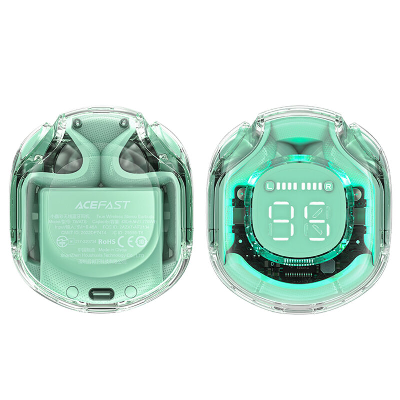 Casti Bluetooth 5.3 Type-C, IPX4, Acefast T8, 480mAh, verde menta