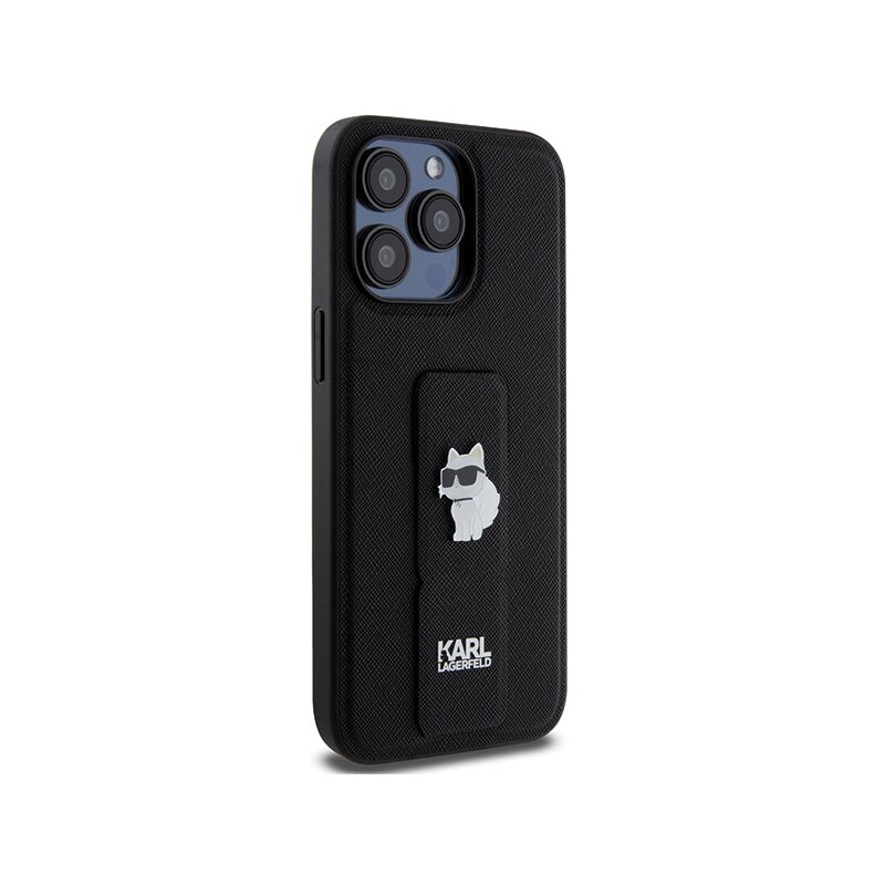 Husa originala iPhone 14 Pro Max Karl Lagerfeld Saffiano Gripstand, Choupette, negru, KLHCP14XGSACHPK