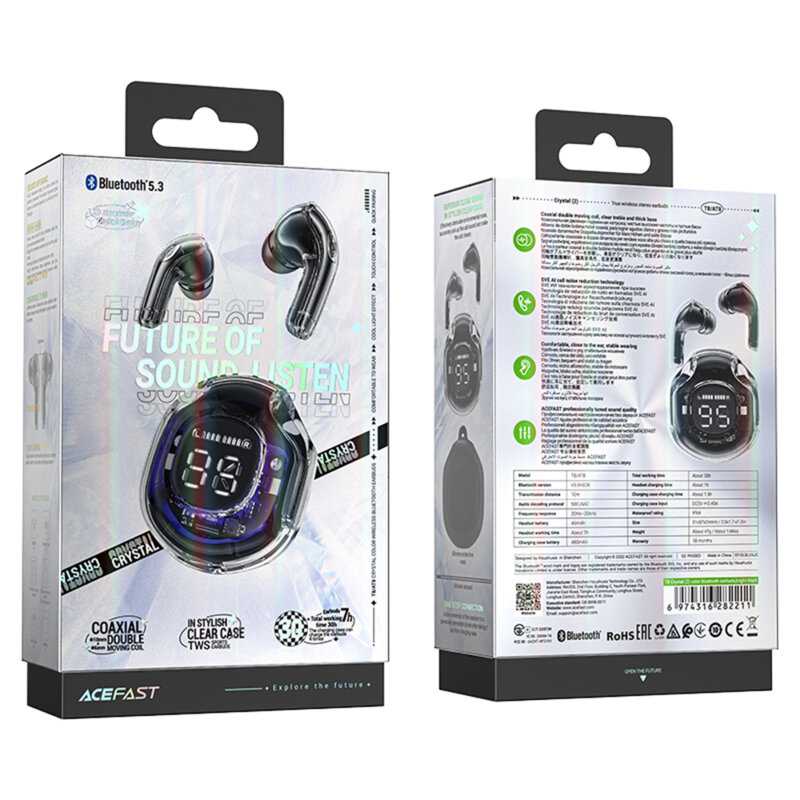 Casti Bluetooth 5.3 Type-C, IPX4, Acefast T8, 480mAh, negru